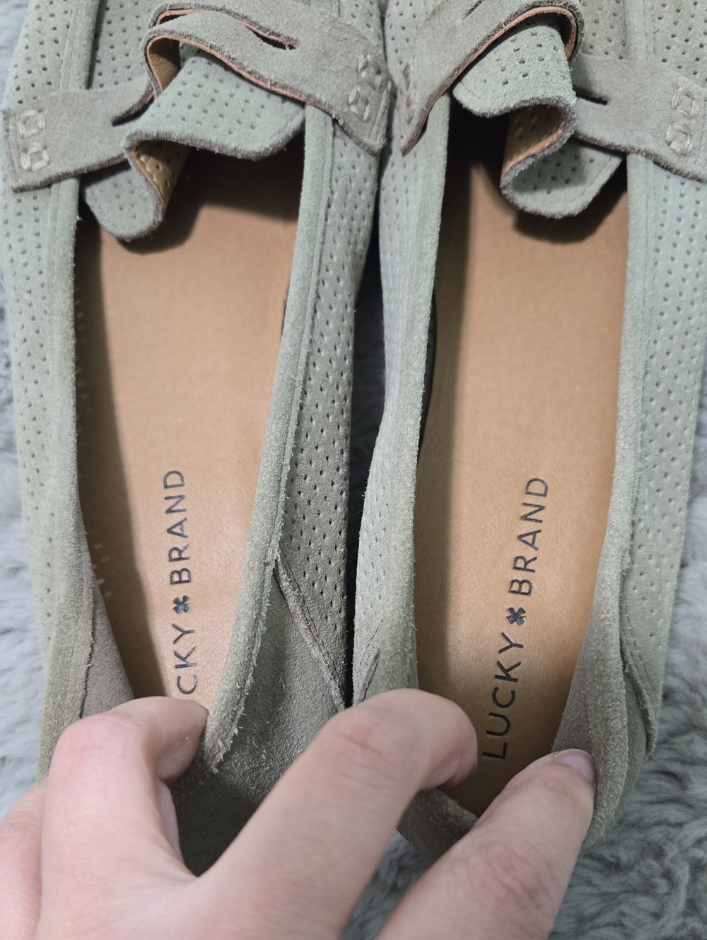 Lucky Brand Caylon penny loafers perforated suede material size 10 - Picture 9 of 9
